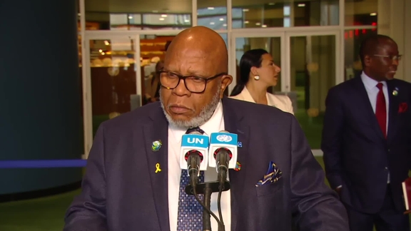 Dennis Francis (General Assembly President) on the conclusion of the UN General Assembly Sustainability Week - General Assembly Media Stakeout