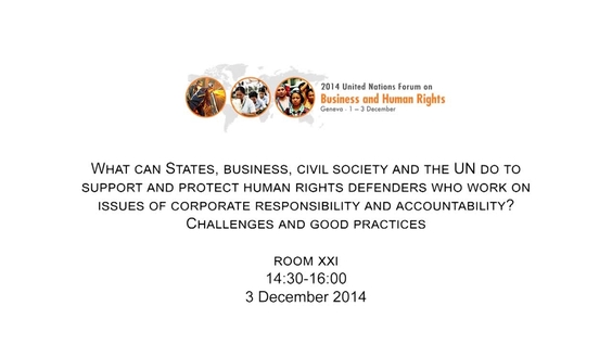 Protection of human rights defenders - Forum on Business and Human Rights 2014