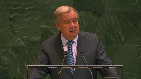 António Guterres (UN Secretary-General)  at the United Nations High-Level International Conference on "The Peaceful Settlement of the Question of Palestine and the Implementation of the Two-State Solution" - Opening Segment