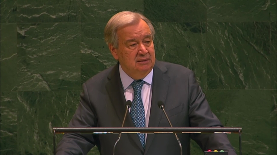António Guterres (UN Secretary-General)  at the United Nations High-Level International Conference on "The Peaceful Settlement of the Question of Palestine and the Implementation of the Two-State Solution" - Opening Segment