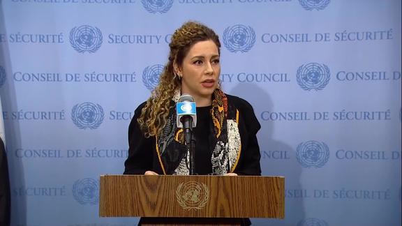 Olta Xhaçka (Albania) on the situation in Ukraine - Security Council Media Stakeout