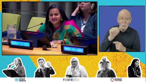 Jayathma Wickramanayake (Envoy on Youth) at the 2023 ECOSOC Youth Forum - Opening session