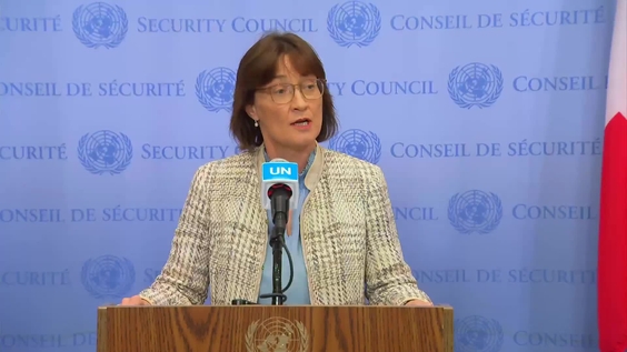 Pascale Baeriswyl (Switzerland) on the situation in Lebanon - Security Council Media Stakeout