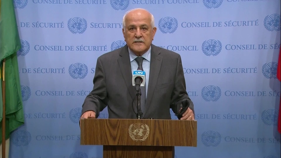 Riyad Mansour (Palestine) on the situation in the Middle East - Security Council Media Stakeout