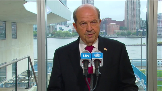 Media Stakeout: Mr. Ersin Tatar, Leader of the Turkish Cypriot Community, following his meeting with the UN Secretary-General