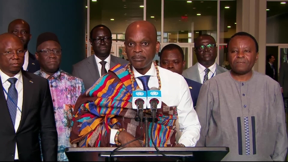 Robert Dussey (Togo) on the adoption of the "Correct the Map" resolution - General Assembly Media Stakeout