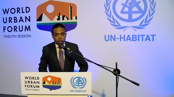 Media stakeout by Islam Hamdy Ashour, Special Advisor to  the United Nations Economic and Social Council (World Urban Forum 12th Session)
