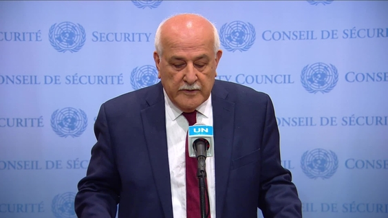 Riyad Mansour (Palestine) on the Situation in Palestine - Security Council Media Stakeout