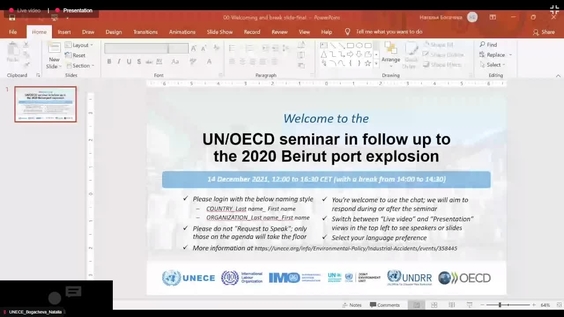 UN/OECD Seminar in follow-up to the 2020 Beirut port explosion