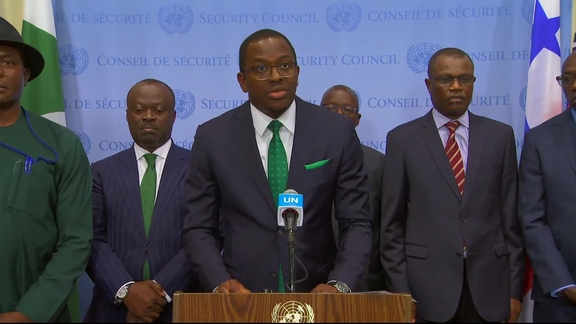 Ambassador Michael Imran Kanu ( Sierra Leone) on Combating Terrorism through Regional Leadership and Multilateral Cooperation– Joint Security Council Media Stakeout