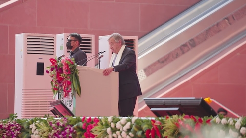 António Guterres (UN Secretary-General) at the launch of Lifestyle for Environment (LiFE) Logo and Mission Document (Statue of Unity, Ekta Nagar, Narmada, India)
