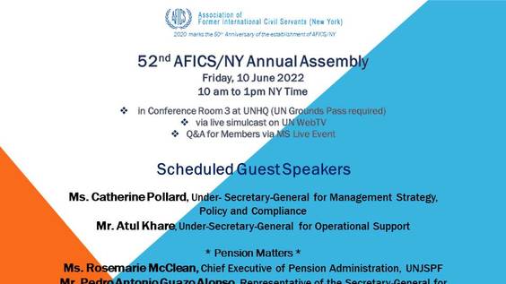 Association of Former International Civil Servants/New York (AFICS/NY) - Annual Assembly 2022