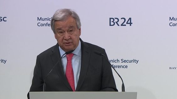 António Guterres (Secrétaire général de l&#039;ONU) pendant la Conférence de Munich sur la sécurité 2024