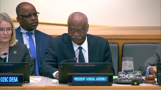 Philemon Yang (President of the General Assembly) during the 16th plenary meeting, Second Committee - General Assembly, 79th session