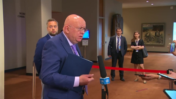 Vassily Nebenzia (Russia) on Ukraine - Security Council Media Stakeout