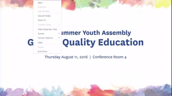 Quality Education - 2016 Summer Youth Assembly (11 August 2016)