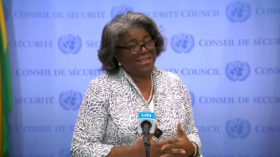 Linda Thomas-Greenfield (United States) on the situation in the Middle East, including the Palestinian question - Security Council Media Stakeout