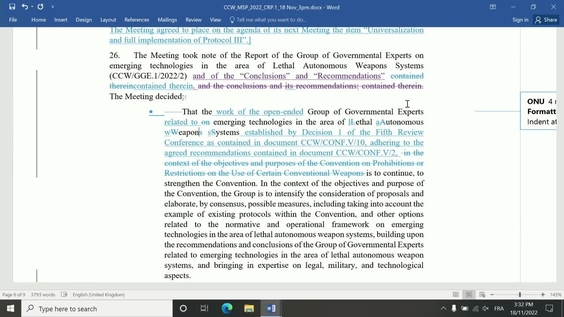 6th Meeting, 2022 Meeting of the High Contracting Parties (CCW)