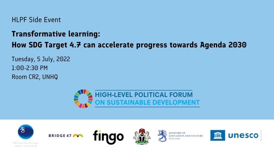 Transformative learning: How SDG Target 4.7 can accelerate progress towards Agenda 2030