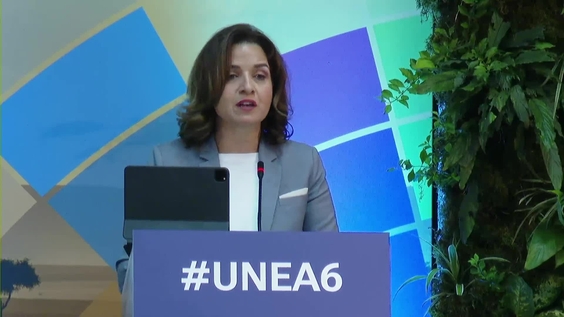 Leila Benali (President of UNEA-6) at  High-Level Segment & National Statements - Sixth Session of the UN Environment Assembly