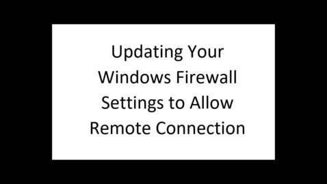 Thumbnail for entry Firewall Settings