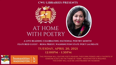 Thumbnail for At Home with Poetry: A live reading celebrating National Poetry Month At Home with Poetry: A live reading celebrating National Poetry Month Online