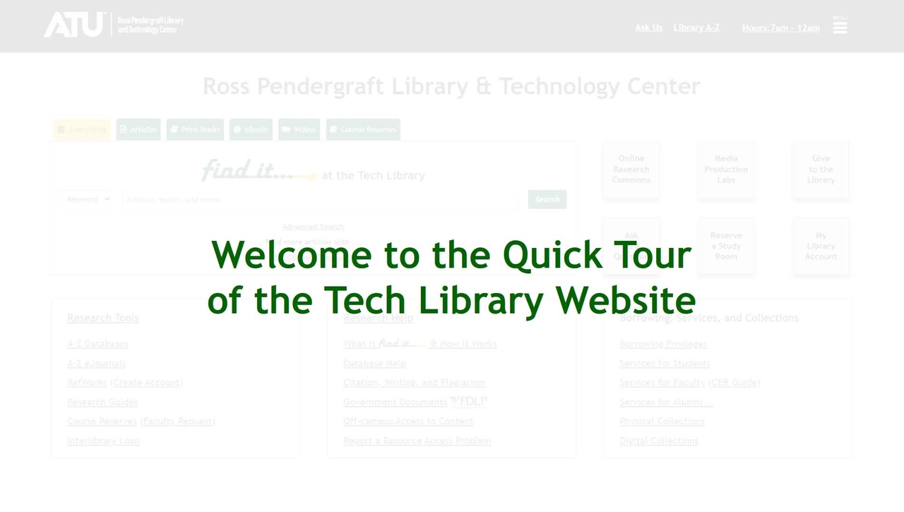 Quick Tour of the Tech Library Website
