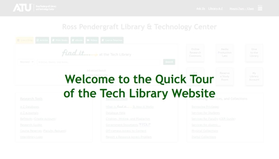 Quick Tour of the Tech Library Website