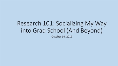 Thumbnail for Socializing into Grad School