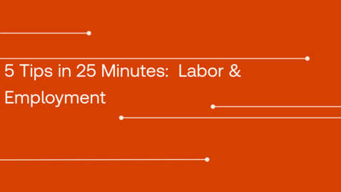 Thumbnail for 5 tips in 25 minutes Labor &amp; Employment