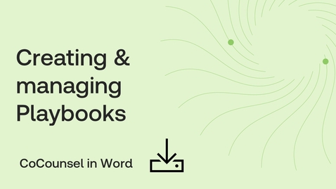 Thumbnail for Creating &amp; Managing Playbooks