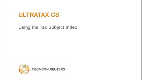 Thumbnail for Using the Tax Subject Index