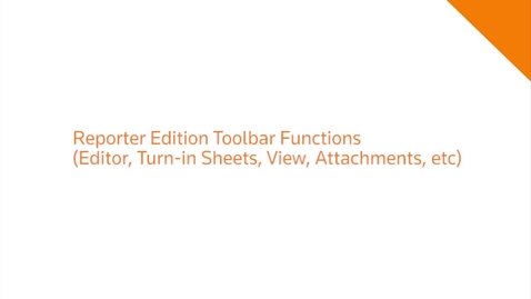 Thumbnail for Reporter Edition Toolbar Functions