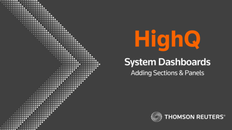 Thumbnail for   System Dashboards - Adding Sections