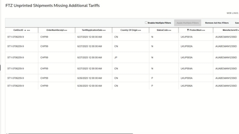 Thumbnail for Lookup – FTZ Unprinted Shipments Missing Additional Tariffs