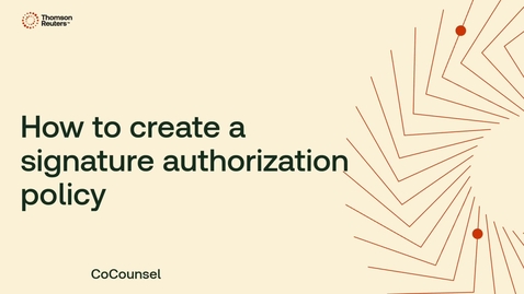 Thumbnail for How to create a signature authorization policy