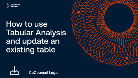 Thumbnail for How to use Tabular Analysis and update an existing table