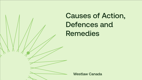 Thumbnail for Causes of Action, Defences and Remedies
