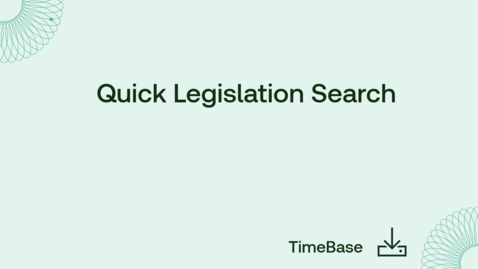 Thumbnail for TimeBase LawOne Quick Start Guide — Quick Legislation Search