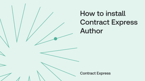 Thumbnail for How to install Contract Express Author