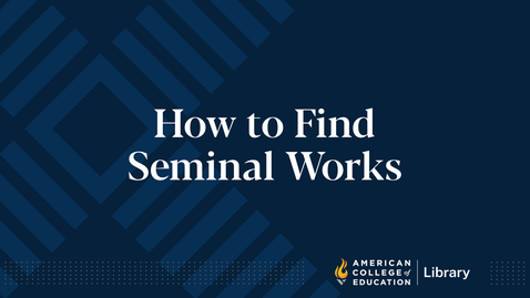 Thumbnail for How to Find Seminal Works