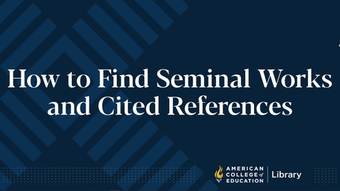 Thumbnail for How to Find Seminal Works and Cited References