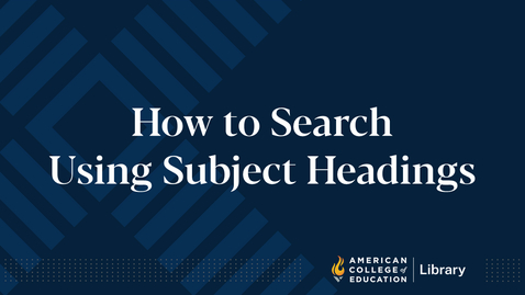 Thumbnail for entry How to Search Using Subject Headings