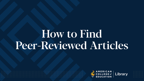 Thumbnail for How to Find Peer-Reviewed Articles
