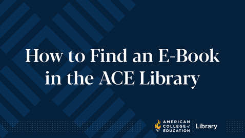 Thumbnail for How to Find an E-Book in the ACE Library