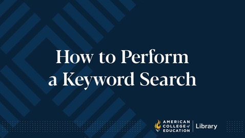 Thumbnail for entry How to Perform a Keyword Search