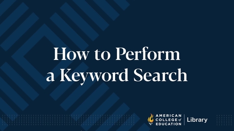 Thumbnail for How to Perform a Keyword Search