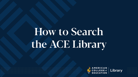 Thumbnail for How to Search the ACE Library
