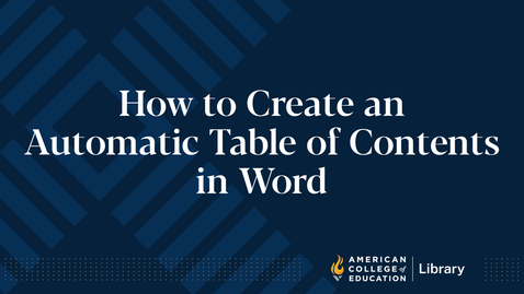 Thumbnail for entry How to Create an Automatic Table of Contents in Word