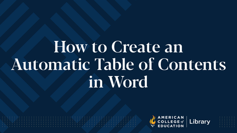 Thumbnail for How to Create an Automatic Table of Contents in Word